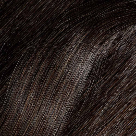 Close-up of the Mocha hair color, showing the natural depth and shine of the Remy Human Hair shade.