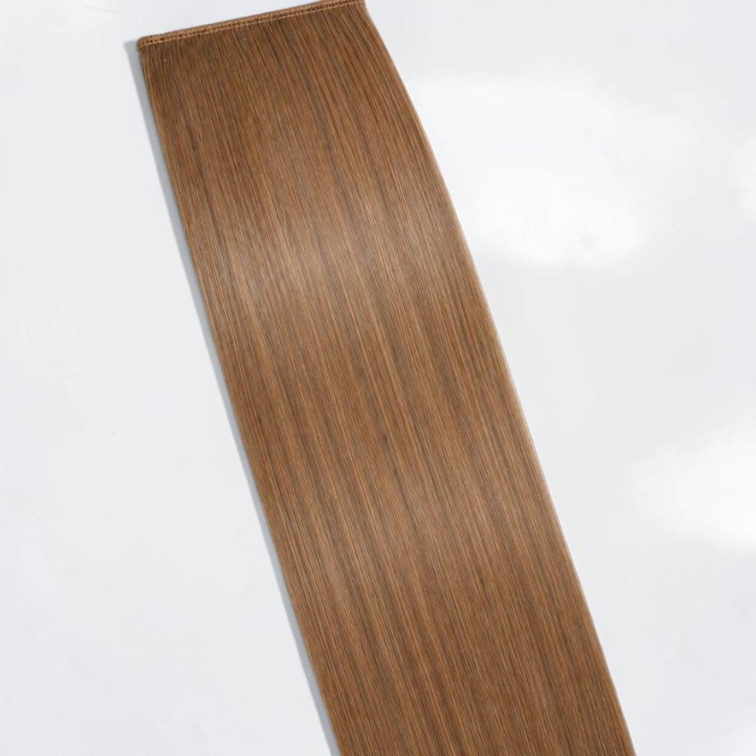 Hazelnut Brown human hair ponytail extension in a warm golden brown shade
