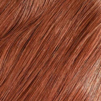 Close-up of the Copper hair color, showing the natural depth and shine of the Remy Human Hair shade.