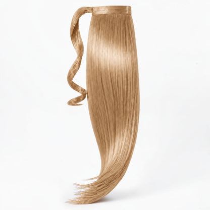 Honey Blonde variant of Remy human hair ponytail extension, showing the full wrap-around ponytail.