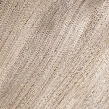 Close-up of the Icy Blonde Remy human hair shade in a cool platinum tone