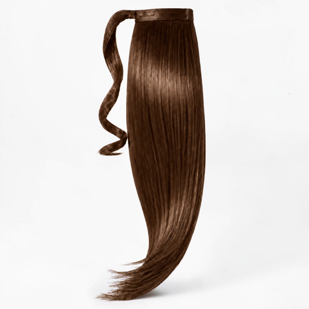 Soft Brown variant of Remy human hair ponytail extension, showing the full wrap-around ponytail.