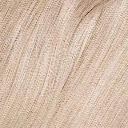 Close-up of the Vanilla Blonde hair color, showing the natural depth and shine of the Remy Human Hair shade.
